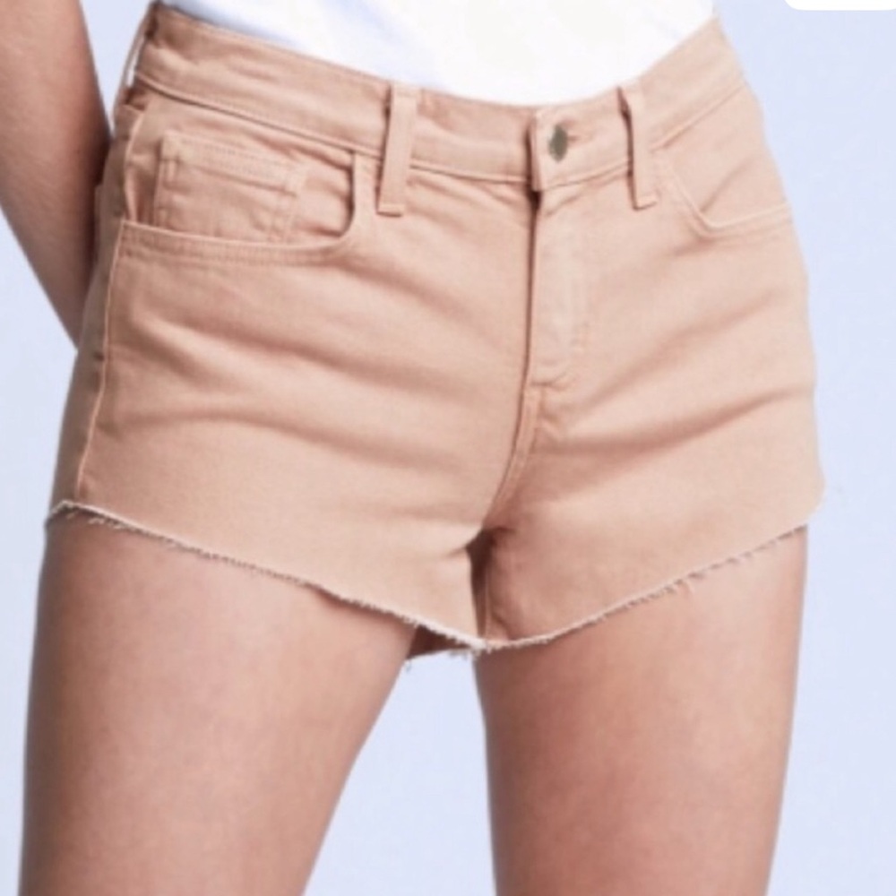 L'AGENCE Nude Soft Pink Distressed Denim Shorts